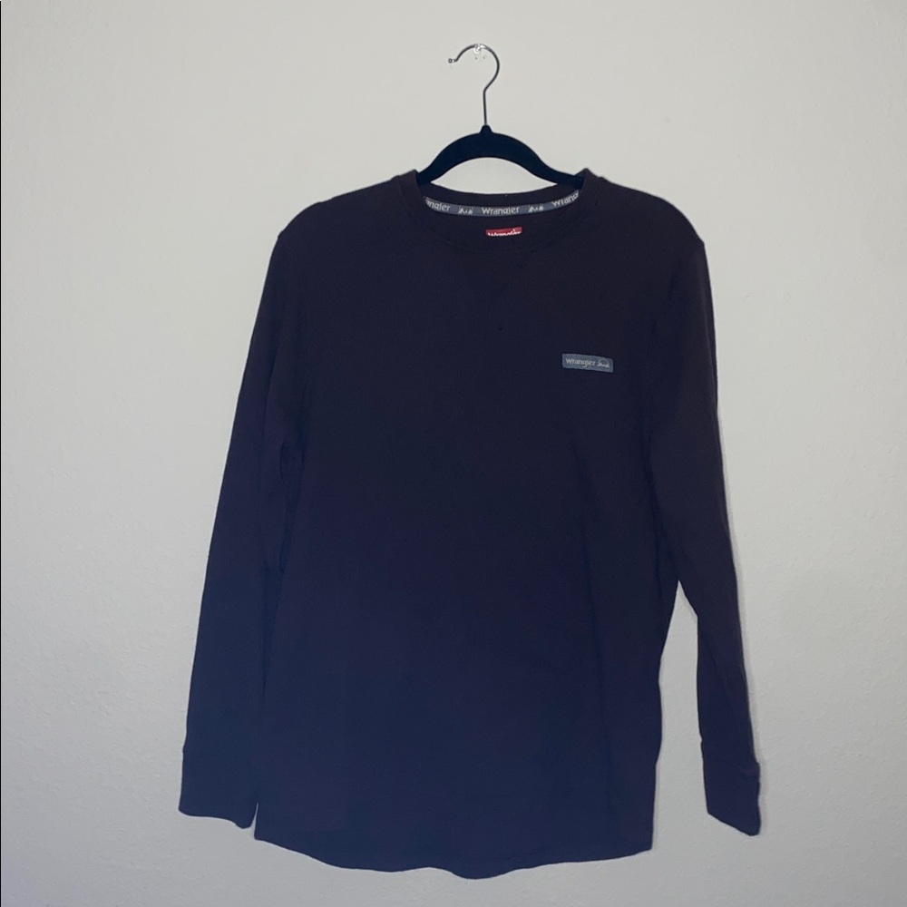 🎱Brown Long sleeved Waffle Knit Wrangler shirt! - Picture 3 of 9